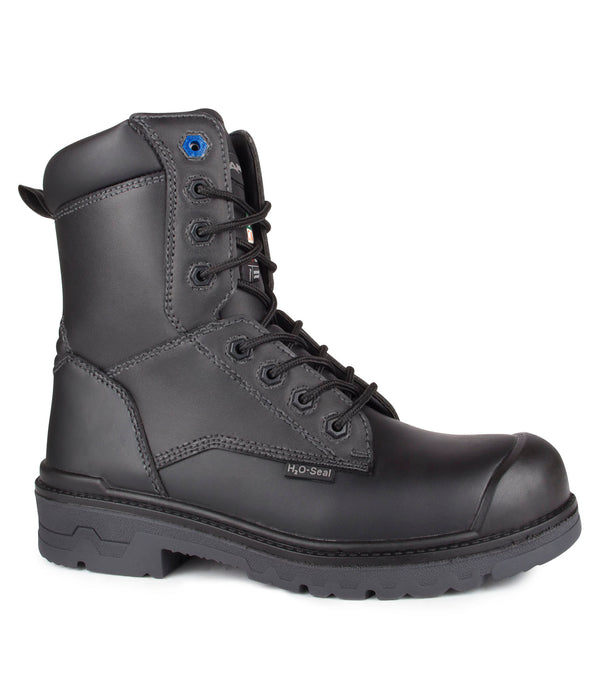 Progum, Black | 8" Leather Work Boots | Slip Resisting Outsole