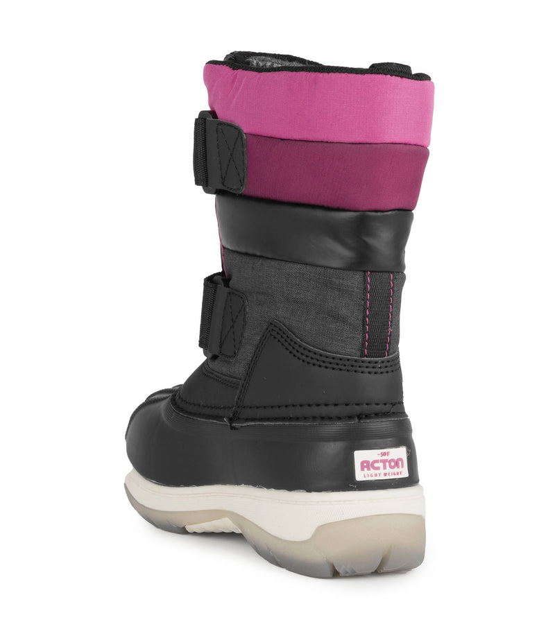 Bubblegum, Black & Pink | Kids Winter Boots with Removable Felt