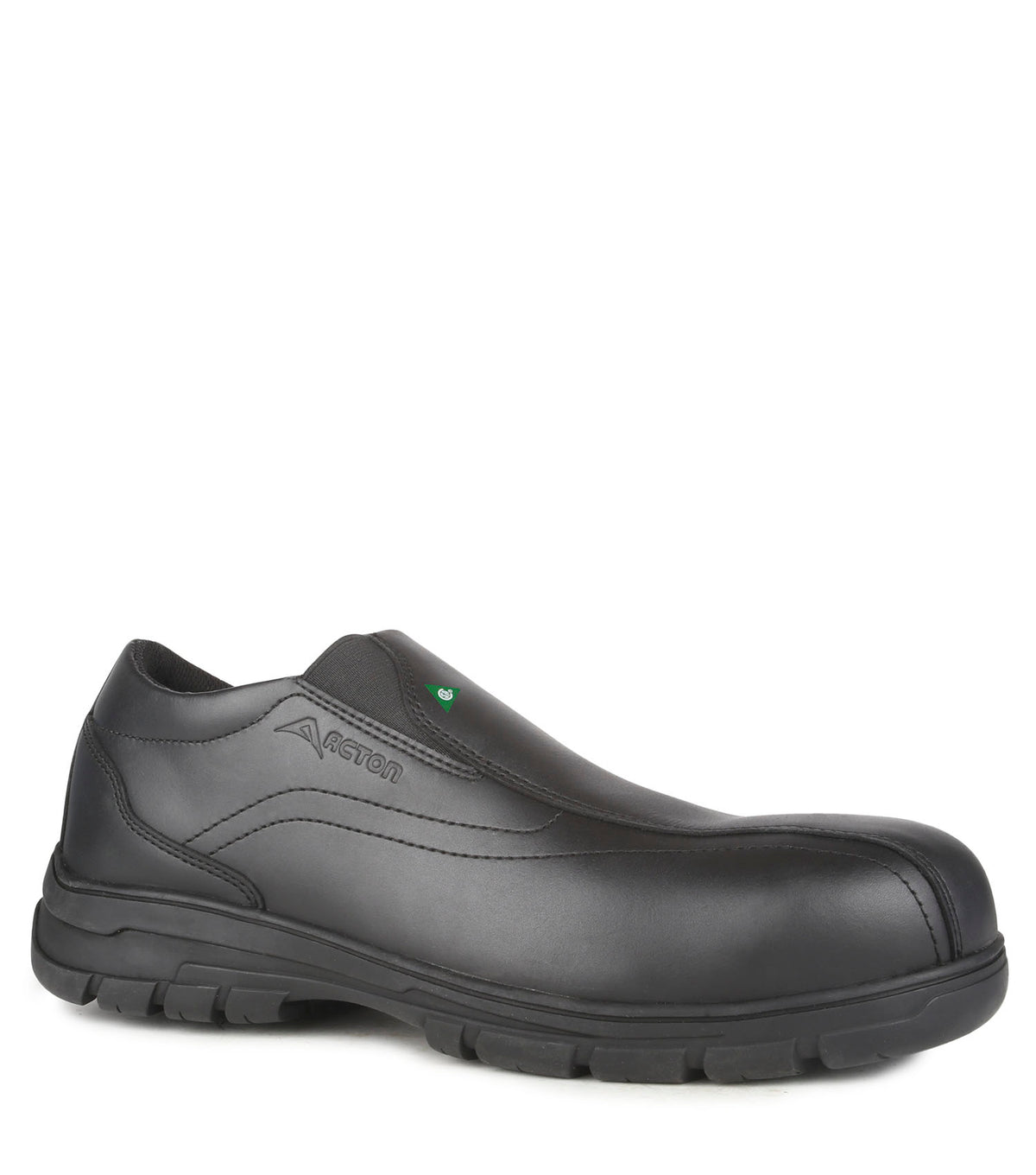 Club Black Slip On Leather Work Shoes