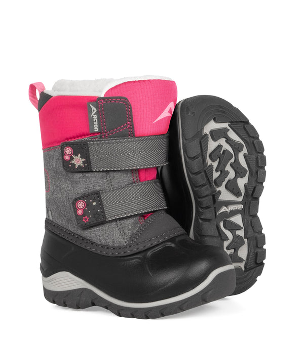 Kiddy, Pink & Grey | Baby Winter Boots with Removable Felt