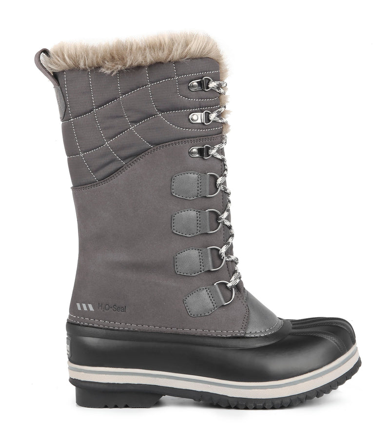  Emma, Grey | 12'' Women's Winter Boots | Removable Felt