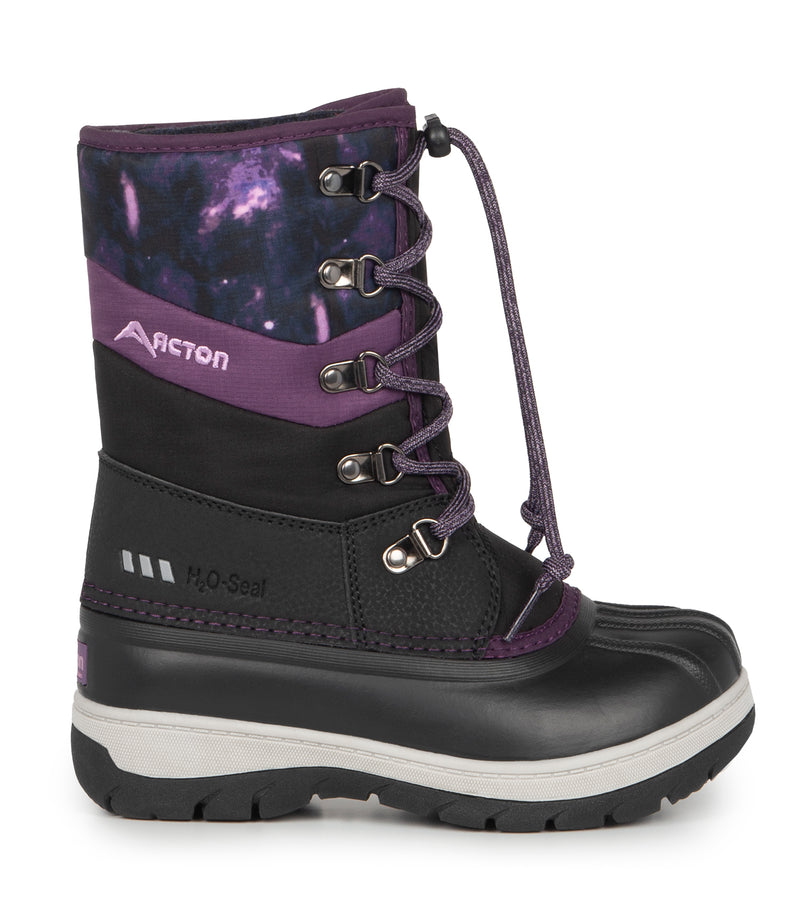 Gummy, Black & Purple | Kids Winter Boots with Removable Felt