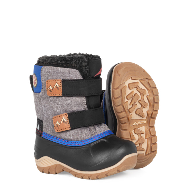 Funky, Grey & Blue | Baby Winter Boots with Removable Felt