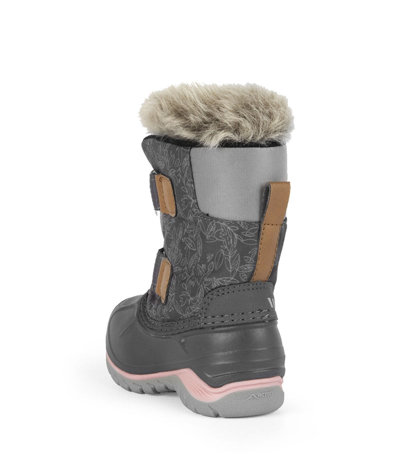 Funky, Grey & Pink | Kids Winter Boots with Removable Felt