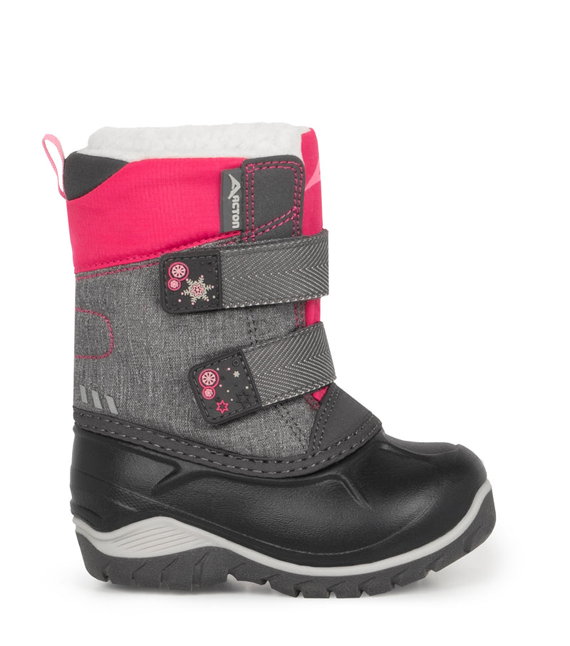 Kiddy, Rose et gris | Bottes d'hiver pour enfants avec feutre amovible