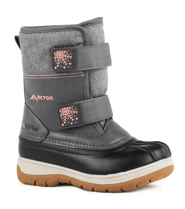 Bear, Pink & Grey | Kids Winter Boots with Removable Felt