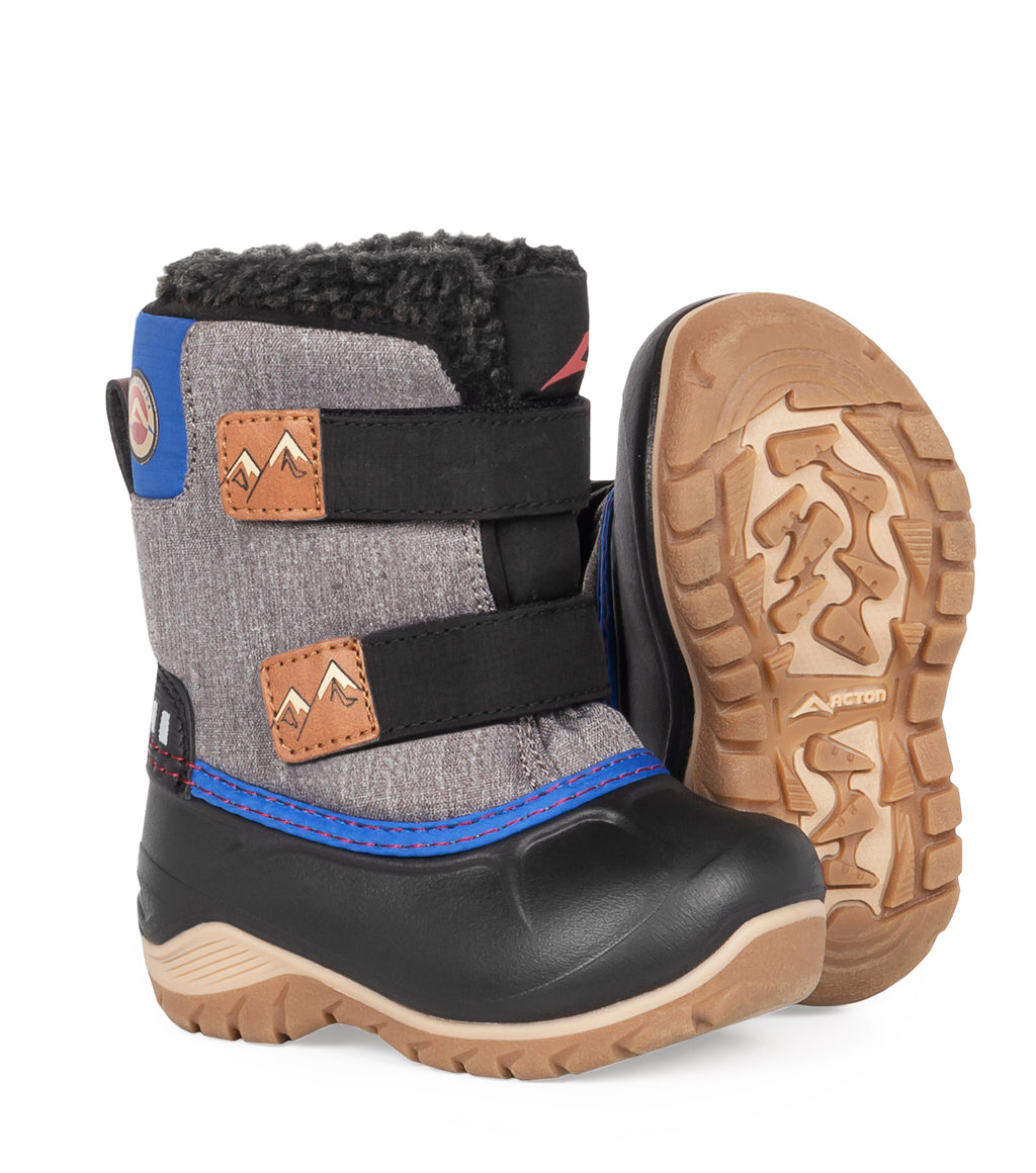 Funky Grey Blue Kids Winter Boots with Removable Felt