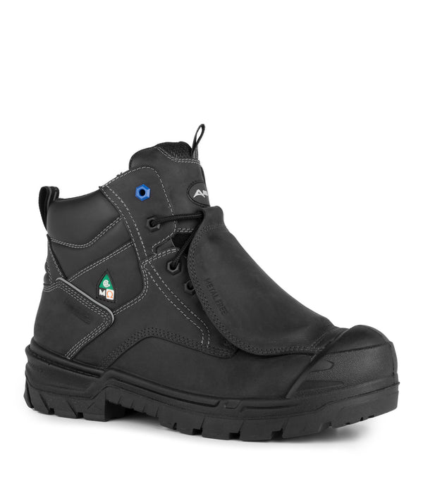G3G, Black | Leather 6" Work Boots | External Metguard Protection