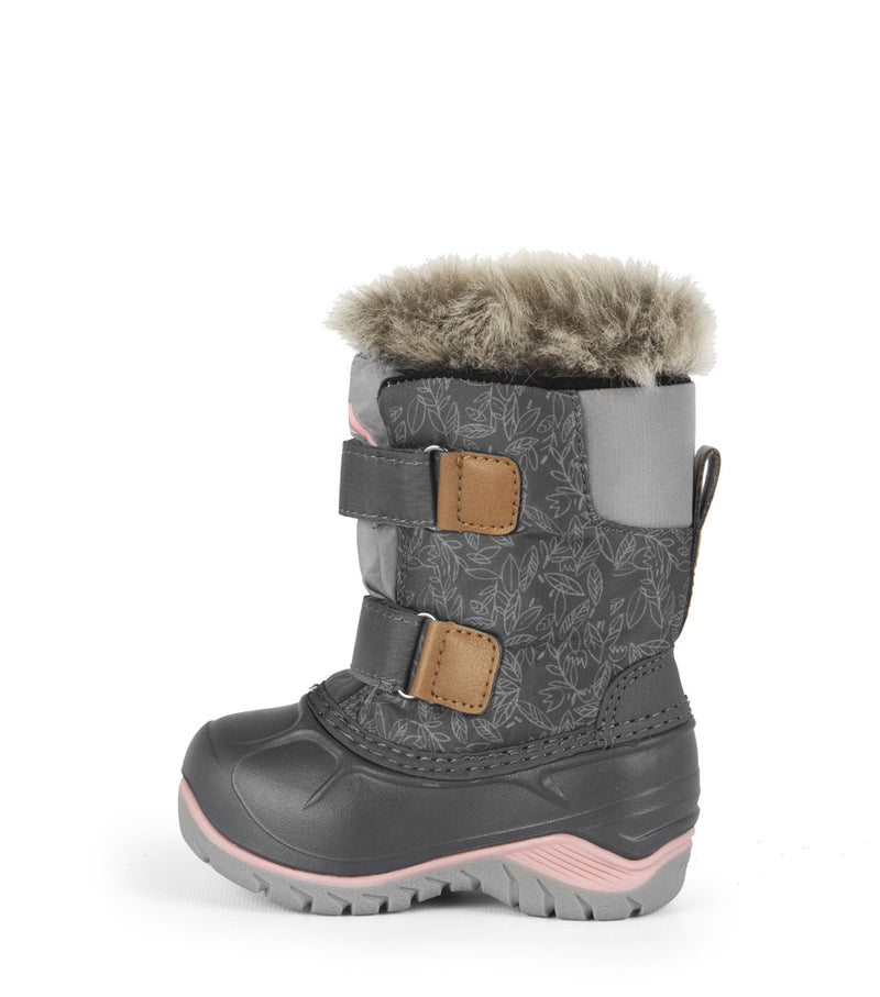 Funky, Gris et rose | Bottes d'hiver pour bébés avec feutre amovible