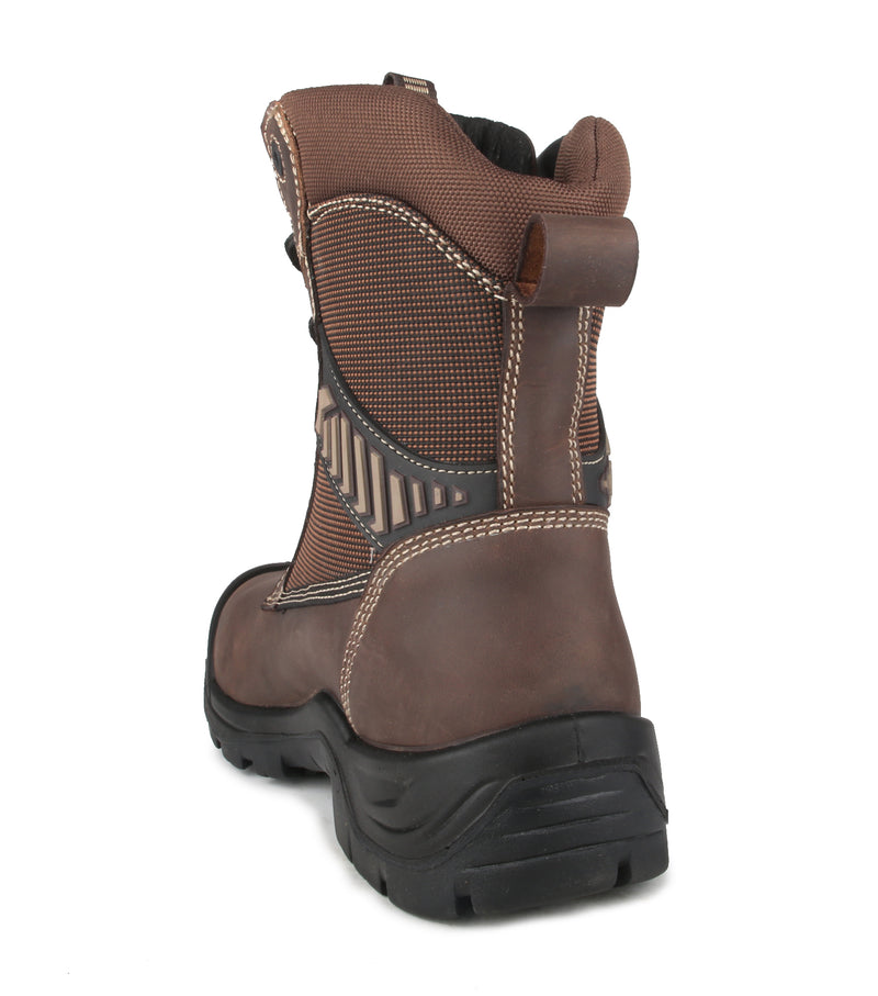 G2O, Brown| 8" 8" Leather & Nylon Work Boots | Slip Resisting Outsole