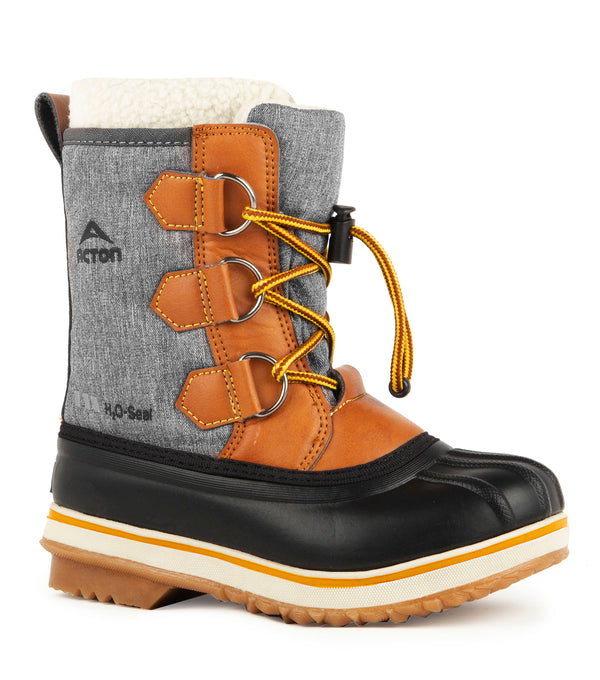 Tom, Grey & Tan | Kids Winter Boots with Removable Felt