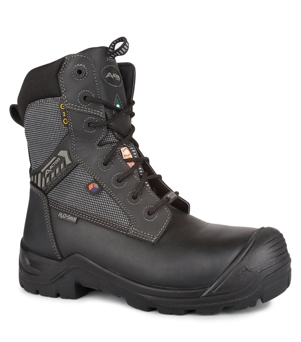 G2O, Black | 8" Leather & Nylon Work Boots | Slip Resisting Outsole