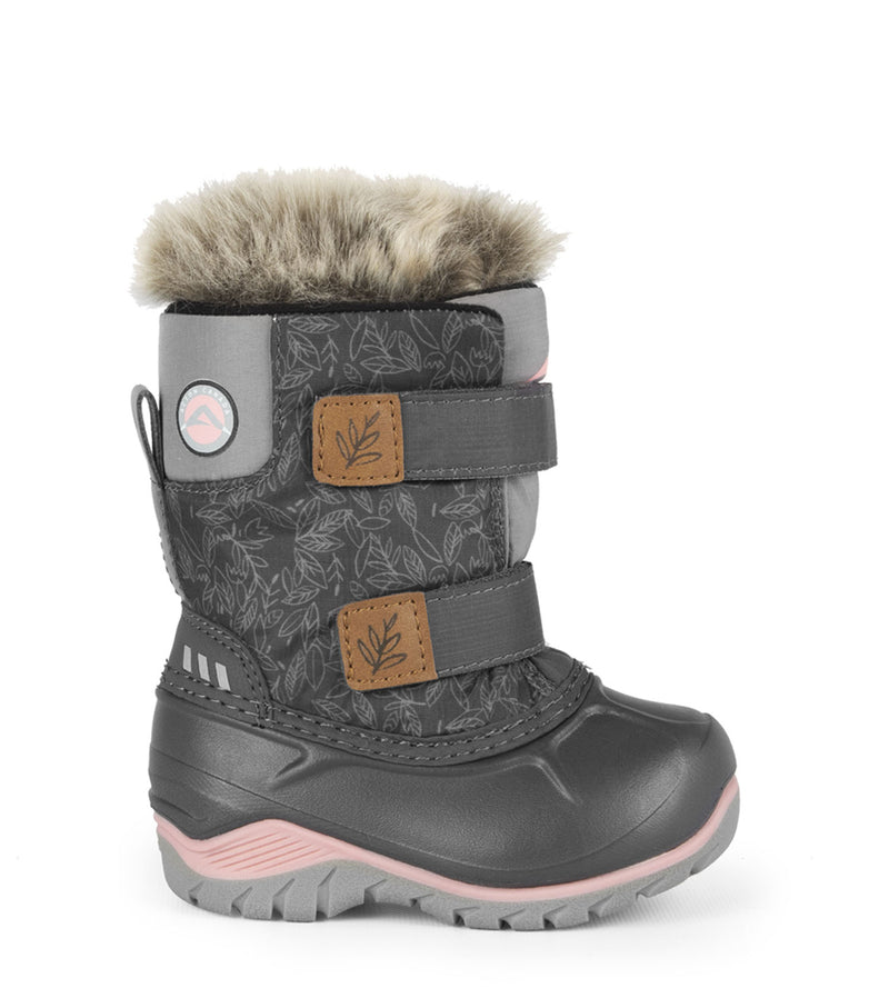 Funky, Grey & Pink | Kids Winter Boots with Removable Felt