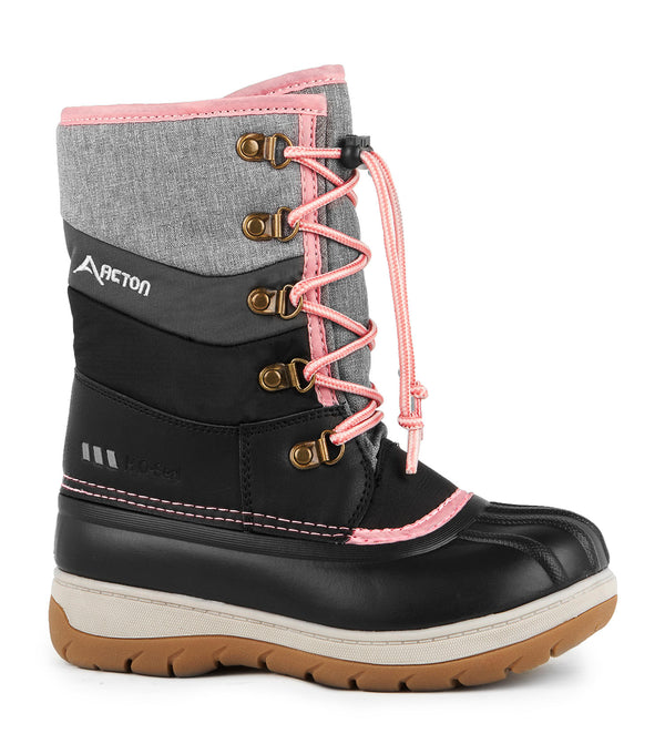 Gummy , Grey & Pink | Kids Winter Boots with Removable Felt