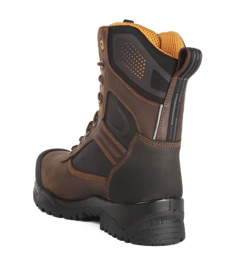 Thor, Brown | 8" Leather Work Boots | 4 Grip Slip Resisting Outsole