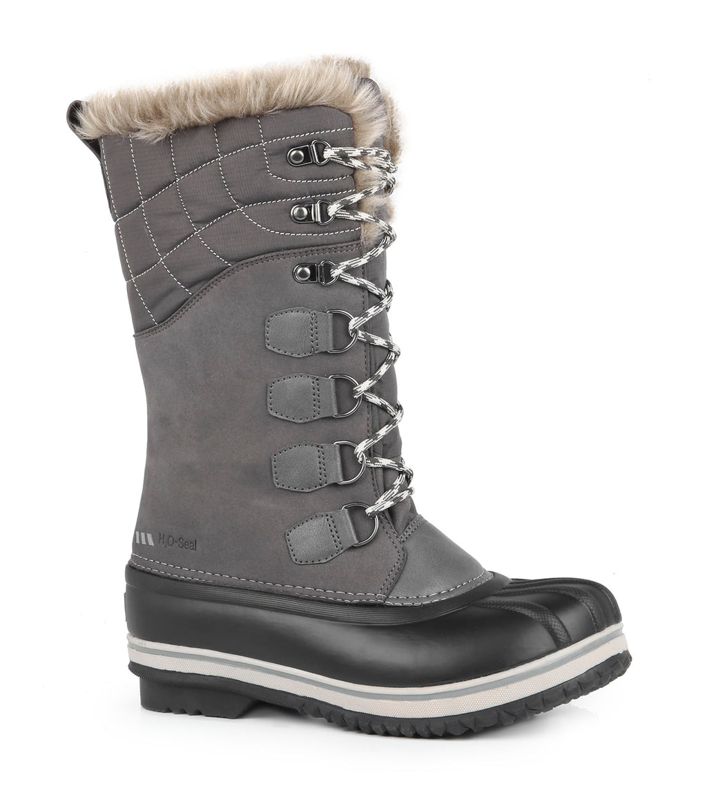 Emma, Grey 12'' Women's Winter Boots Removable Felt
