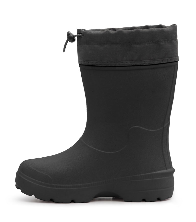 Squishy, Black | EVA Kids Rain Boot, Insulated Removable Liner