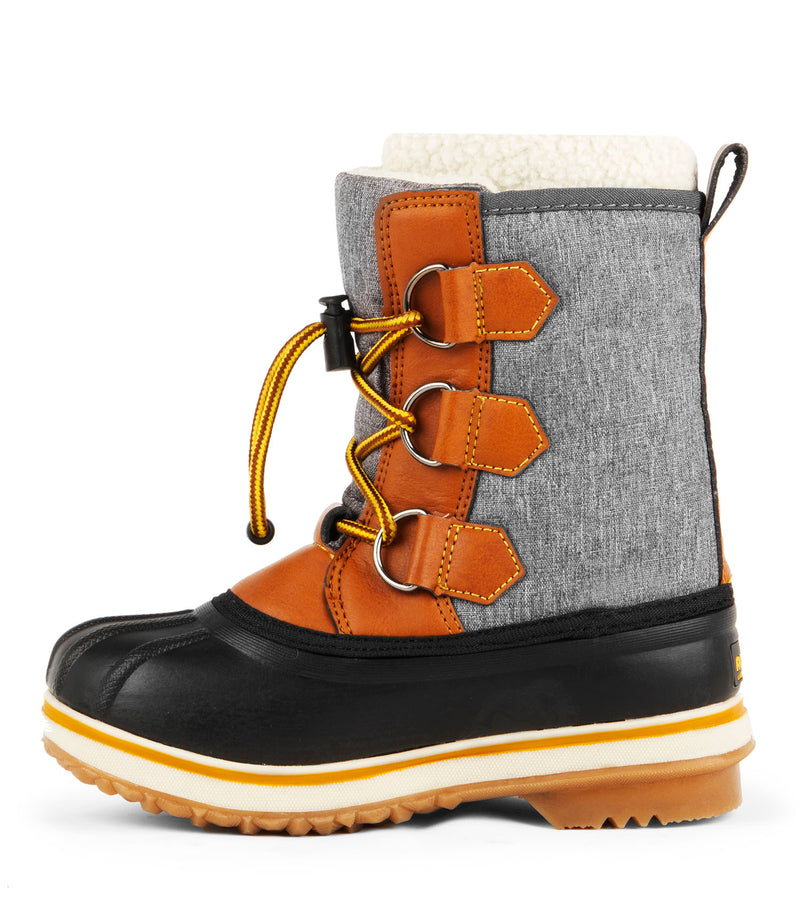 Tom, Gris et Tan | Bottes d'hiver pour enfants avec feutre amovible